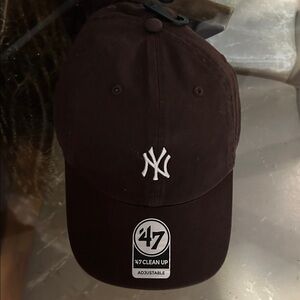 '47 Dark Brown Baseball Cap with White NY Embroidered Logo